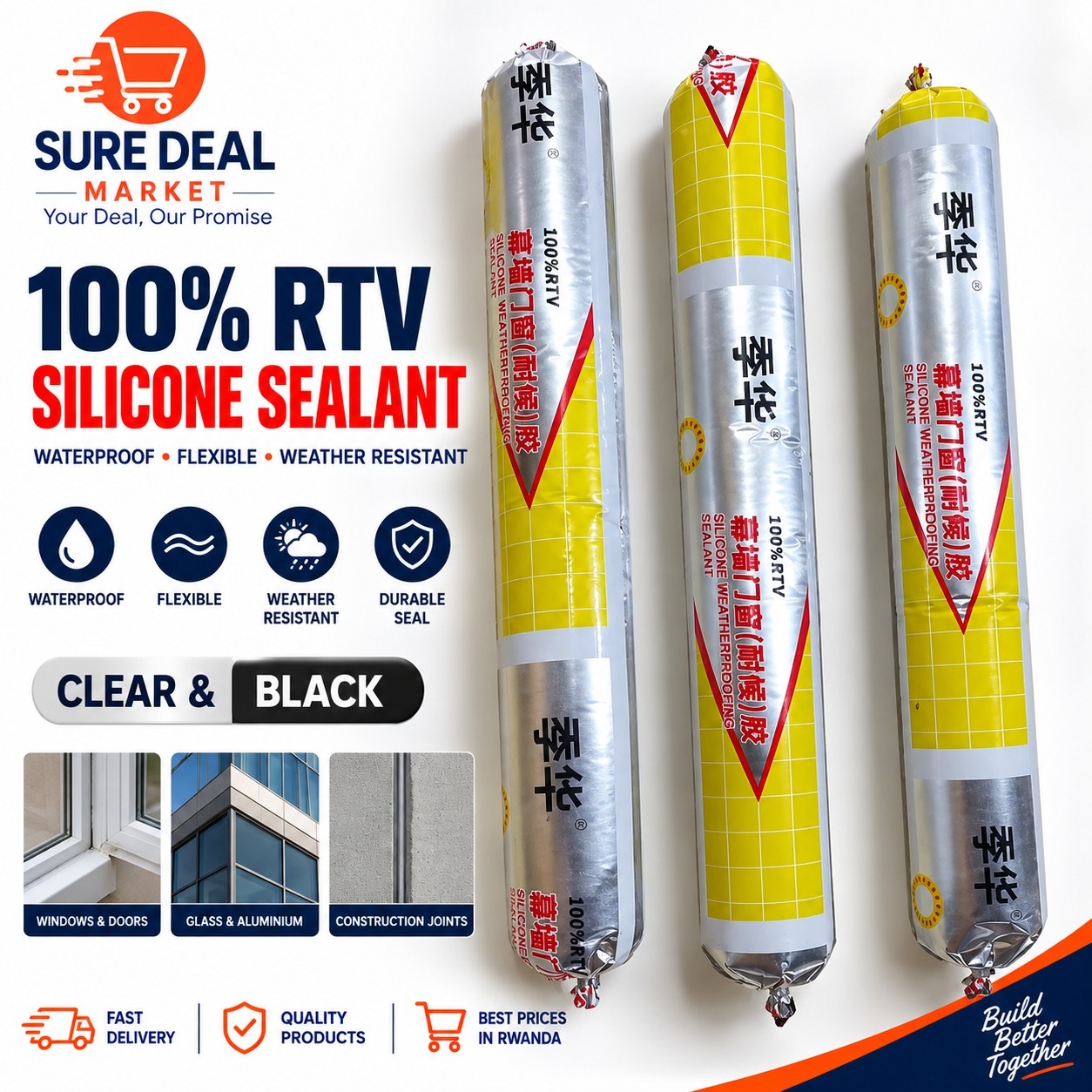 Silicone RTV, Clear / black